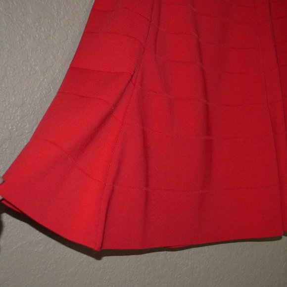 $490 Sz S Yigal Azrouel Red Milan Bandage Knee Length Flare A Line Skirt - Picture 3 of 5